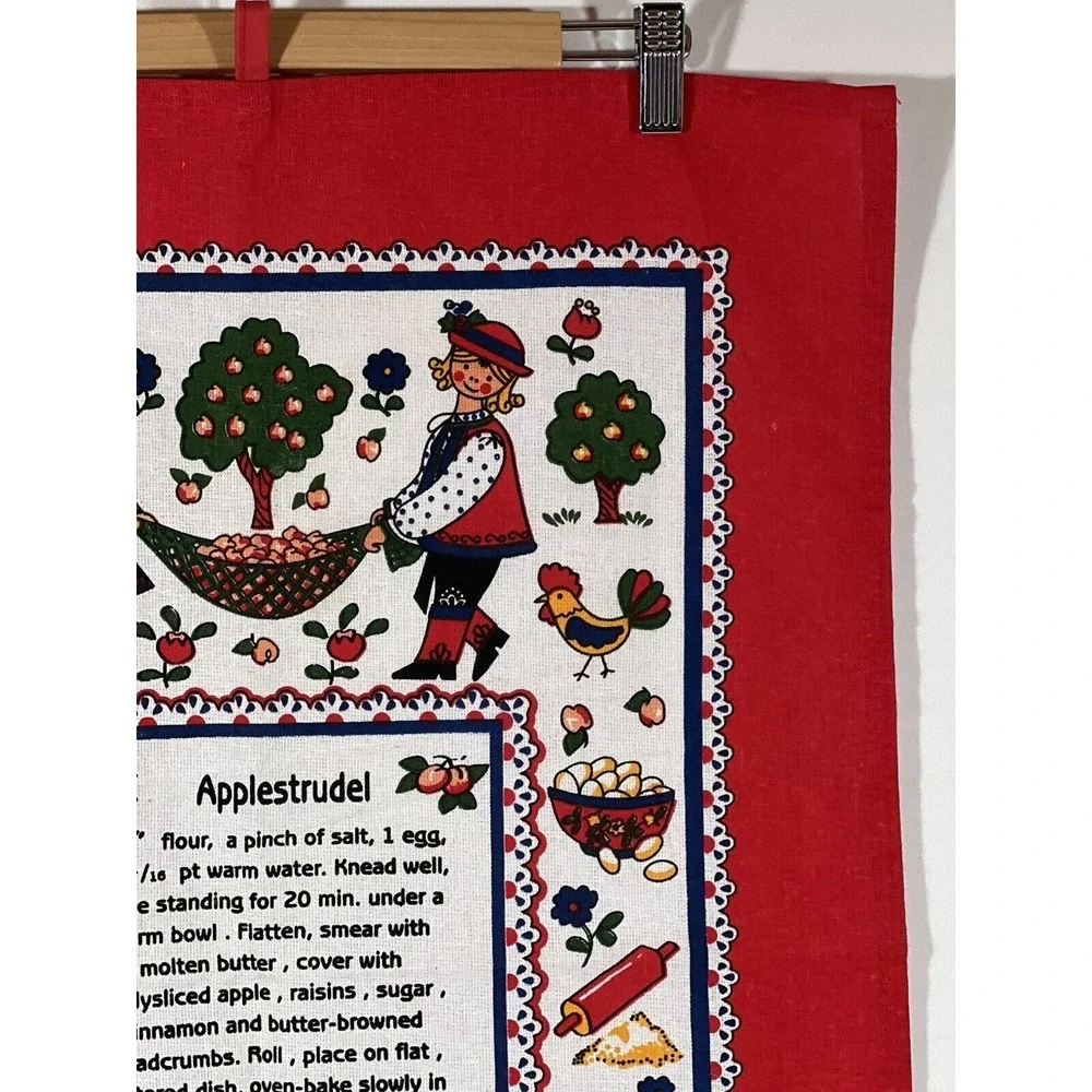 Applestrudel Linen Tea Towel Kitchen Dish Cloth Cottagecore Farmhouse Decor